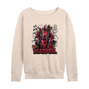 Women's - Marvel - We Are Deadpool Doodles Lightweight French Terry Wide Neck Long Sleeve Shirt - 1 of 4