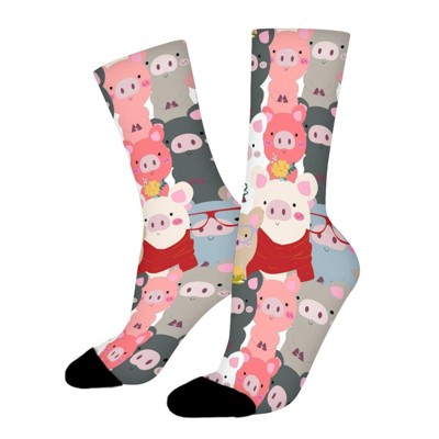 Funny Baby Pig Women Printed Crew Socks Funny Funky Socks Soft Polyester Novelty Gifts for Artists Men