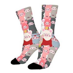 Funny Baby Pig Women Printed Crew Socks Funny Funky Socks Soft Polyester Novelty Gifts for Artists Men - 1 of 1