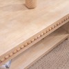 Wooakway Beaded Wood Coffee Table with Open Storage Shelf Farmhouse Cocktail Table Vintage Center Table Rustic Teapoy - 4 of 4