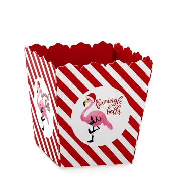 Big Dot of Happiness Flamingle Bells - Party Mini Favor Boxes - Tropical Flamingo Christmas Party Treat Candy Boxes - Set of 12