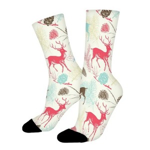 Deer Forest Women Printed Crew Socks Funny Funky Socks Soft Polyester Novelty Gifts for Artists Men - 1 of 1