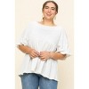 Slickblue Women's Pullover Top, Lace Hem Accent, 3/4 Sleeve Terry Blouse, Versatile Style, Charcoal, 1XL - 2 of 4