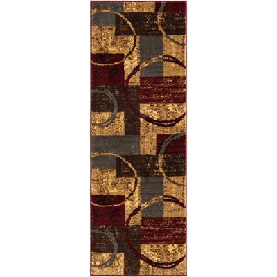 Braided Abstract Synthetic 2'2" x 6'1" Indoor Runner Rug in Multicolor