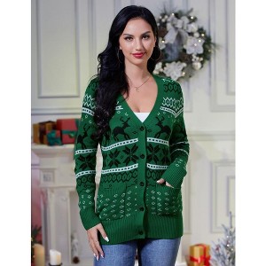 Women's Ugly Christmas Cardigans Button Down Open Front Knit Pullover Holiday Vacation Long Sleeve Cardigan Sweaters - 1 of 4