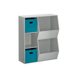 RiverRidge Kids' Playroom Toy Organizer and Bookcase with 3 Cubbies and 2 Veggie Storage Bins with 2 Fabric Bins - 1 of 4
