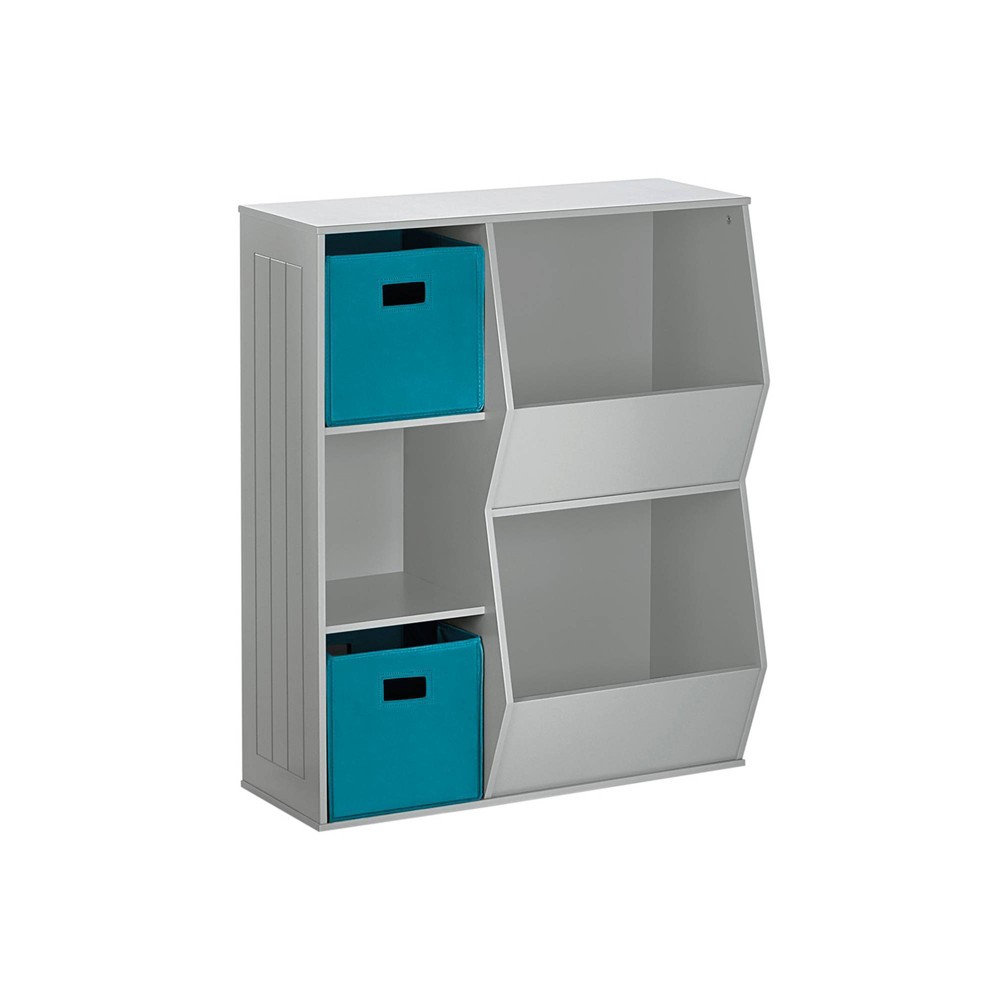 Photos - Wardrobe 3pc Kids' Floor Cabinet Set with 2 Bins Gray/Turquoise - RiverRidge Home