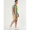 Lars Amadeus Men's Irregular Geometric Color Block Button Down Short Sleeve Shirts - 4 of 4
