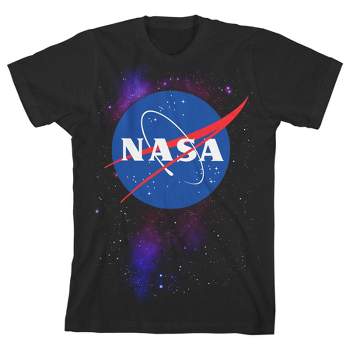 NASA Emblem on Outer Space Background Black Graphic Tee Toddler Boy to Youth Boy