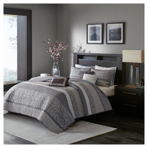 King California King 6pc Harmony Jacquard Quilt Set Gray Taupe Target