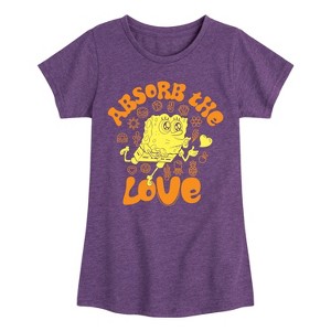 Girls' - SpongeBob SquarePants - Absorb The Love Fitted Short Sleeve Graphic T-Shirt - 1 of 4