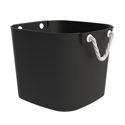 Life Story Flexi Tub, Versatile 42 Quart Storage Tote, Flexible Plastic Home Organizer Lightweight Basket with Carrying Handles, Black
