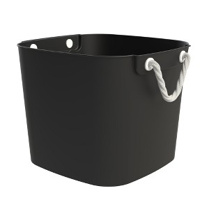 Life Story Flexi Tub, Versatile 42 Quart Storage Tote, Flexible Plastic Home Organizer Lightweight Basket with Carrying Handles, Black - 1 of 3
