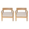Set of 2 Acacia Wood Indoor Accent Chairs with Seat Cushions, Accent Chairs for Living Room or Bedroom, Accent Chairs with Curved Backrest-Koiai - 2 of 4