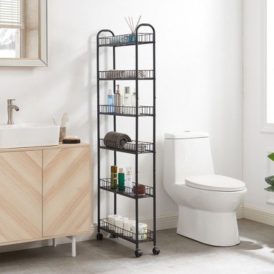6-Tier Rolling Cart Gap Kitchen Slim Slide Out Storage Tower Rack with Wheels,6 Baskets,Kitchen,Bathroom Laundry Narrow Piaces  cart