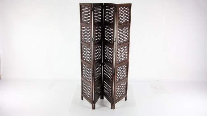 Traditional Wood Rectangle Room Divider Screen Brown - Olivia &#38; May, 2 of 11, play video