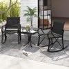 Tangkula 3 Piece Patio Rocking Set 2 Rocking Chairs w/ Tempered Glass Side Table - 4 of 4