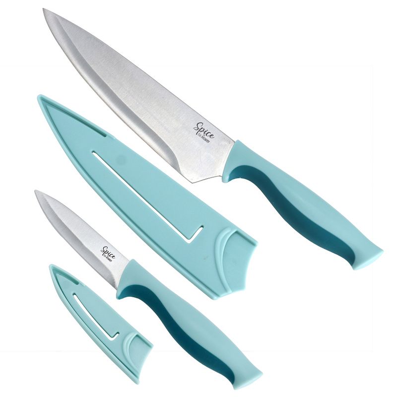 Spice by Tia Mowry Savory Saffron 6 Piece Knife and Cutting Board Set in Blue and Pink, 5 of 8