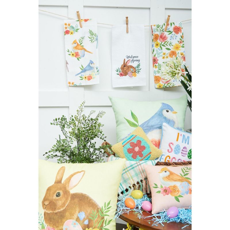 C&F Home 18" x 18" Yellow Floral Bunny Woven Throw Pillow, 3 of 4