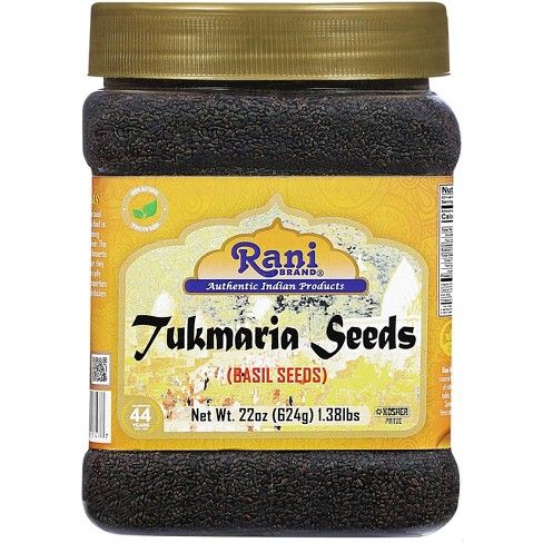 Tukmaria (Natural Holy Basil Seeds) - 22oz (1.38lbs) 624g - Rani Brand Authentic Indian Products - image 1 of 4