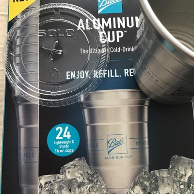 Ball Aluminum Cup Recyclable Party Cups, 16 oz. Cup, 30 Cups Per Pack