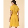 Allegra K Women's Notched Lapel Elastic Waist Pocket A-Line Safari Shirt Dresses - 4 of 4