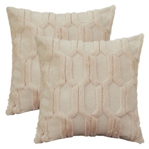 REGALWOVEN Solid Color Plush Soft Cozy Throw Pillow Covers for Sofa Home Decor 2 Pcs - 1 of 4