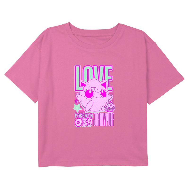 Girl's Pokemon 039 Love Jigglypuff Neon T-Shirt, 1 of 4