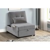 Velvet Adjustable Sleeper Lounge Chaise Chair with Pillow and Convertible Design for Living Room - 2 of 4