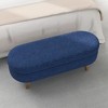 ACEPANO 43.5 in. W Oval Storage Ottoman with Rubberwood Legs-Blue - 3 of 4