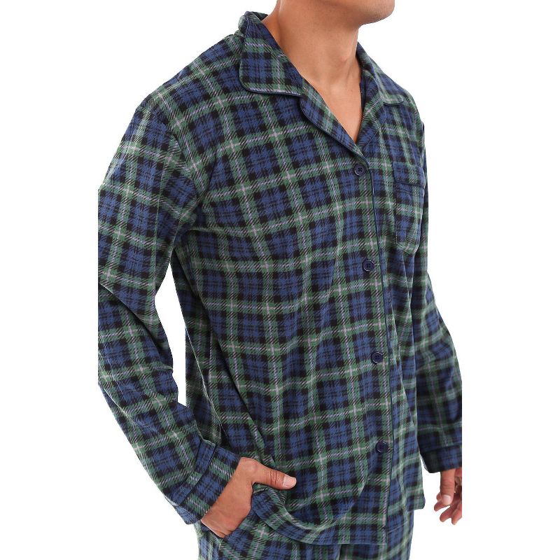 Men's Soft Plush Fleece Pajama Lounge Set, Warm Long Sleeve Shirt and Pants, PJ, 4 of 8