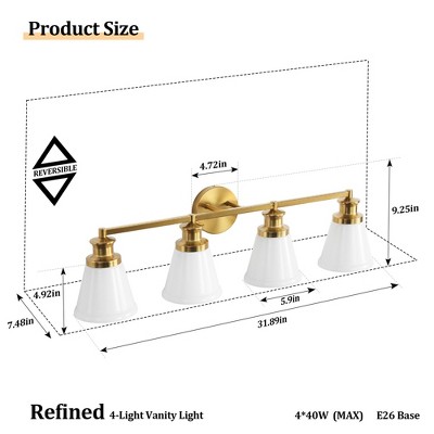 KAISITE Modern Vanity Light with Opal Glass Shade