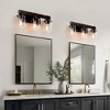 DAKAFUL Industrial Bathroom Vanity Light,Vanity Fixture with Walnut Pole &Clear Glass Shade,3/4/5-Light Wall light for Mirror, Bathroom, Bathtub Area - 3 of 4