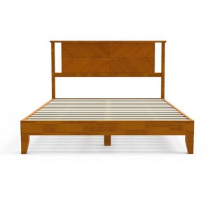 Karl Home Twin Size Deluxe Bed Frame with Headboard with Solid Wood, No Box Spring Needed,  Easy Assembly, White - 1 of 4