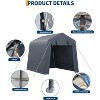 6x6FT Carport with 2 Roll-Up Doors & Vents, 240G Heavy-Duty Waterproof PE Tarp, UV-Resistant Storage Sheds for Motorcycle, Firewood & Tools - 3 of 4