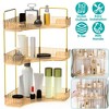 NewHome "3-Tier Clear Corner Bathroom & Vanity Organizer Shelf for Makeup, Perfume, Cosmetics, and More" Gold - 4 of 4