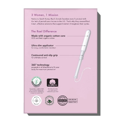 Rael Slim Applicator Tampons with Organic Cotton - BPA-Free, Organic Cotton Core, Fragrance Free - Regular - 18ct