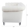 Kumasinova 84.65" Chesterfield Sofa with Rolled Arm, Modern PU Leather 3 Seater Sofa Couch, Upholstered Vintage Couch for Living Room - 4 of 4