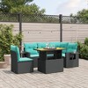 vidaXL 6 Piece Patio Sofa Set with Cushions Black Poly Rattan - 2 of 4