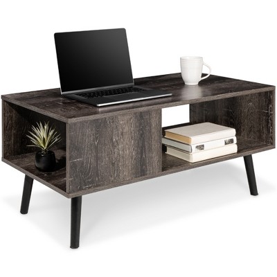 Best Choice Products Wooden Mid-Century Modern Coffee Accent Table Furniture w/ Open Storage Shelf
