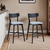 Wooden Bar Chairs Set of 2, Modern Soft Upholstered Kitchen Island Chairs, Counter Height Stool with Backrest - Leovsnove - 2 of 4