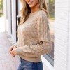 Women's Beige Cropped Openwork Knit Pullover Sweater - Cupshe - 3 of 4