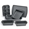 6 Piece Non-Stick Bakeware Sets, Easy for Release and Clean up, Carbon Steel, Gray - 2 of 4