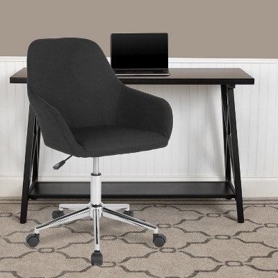 Black Fabric Mid-Back Swivel Office Chair with Chrome Base