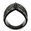 Slickblue Women’s Black Ring, Multi-Band Layered Design with Black Synthetic Crystal, Ion-Plated Steel, Size 5–10 - 3 of 4