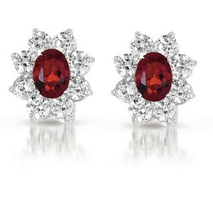 Guili Floral GV Sterling Silver White Gold Plated Flower Stud Earrings with Colored Cubic Zirconia – Glow, Petal Spark & Bloom Shine Variations - 1 of 4