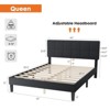 JIONJOY Platform Wood Bed Frame with Upholstered Headboard, No Box Spring Needed | Dark Grey - 3 of 4