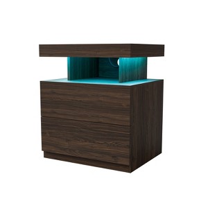 Hommpa Modern LED Nightstand with Wireless Charging Station & 2 Drawers - 1 of 4