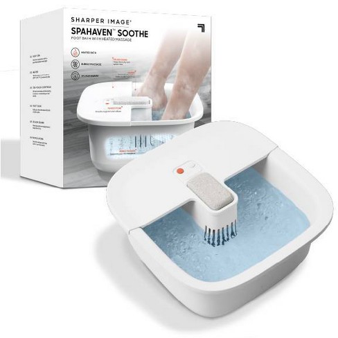 Sharper Image Hydro Spa Plus Foot Bath Massager, Heated with Rollers & LCD Display, White