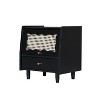 Wooden Nightstand with Rattan-Woven Storage Cabinet and 1 Drawer, Black - 4 of 4
